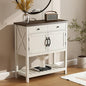 ChooChoo Farmhouse Console Table, Entryway Table with Storage Shelf, Coffee Bar Cabinet, Narrow Buffet Sideboard for Kitchen, Hallway, Living Room, White - color: White