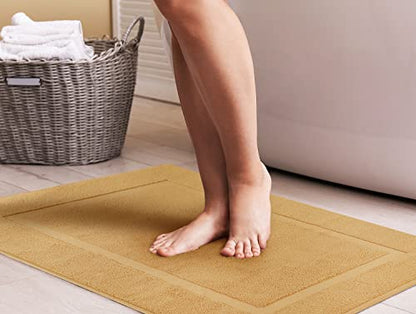 Utopia Towels Cotton Banded Rug, Bath Mats, Not a Bathroom Rug, 21 by 34 Inches, 100% Ring Spun Cotton, Highly Absorbent Shower Bathroom Floor Mat, Champagne, 2 Pack - color: Champagne