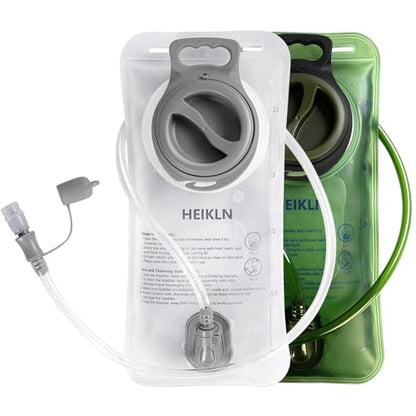 HEIKLN Hydration Bladder 1.5L-2L-2.5L-3L,Leak Proof Water Reservoir, BPA Free Military Water Storage Bladder Bag Hydration Pack Replacement Easy Clean for Bicycling Hiking Camping Hunting Running - color: 2L Green+White