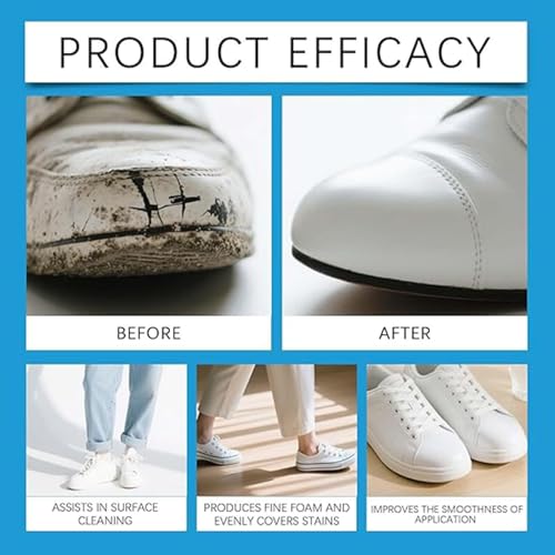 White Shoe Cleaner Cream, Multipurpose No-Wash Solid Cleaning Paste with Sponge Removes Stains & Dirt (blue)