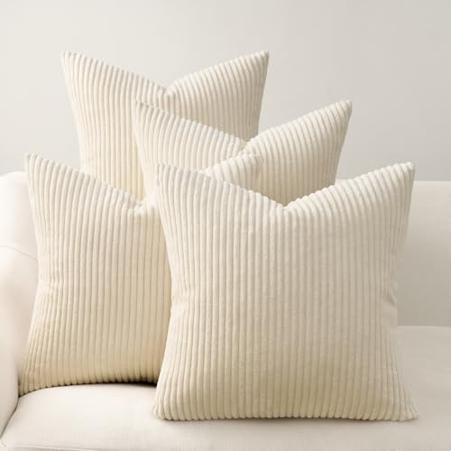 Topfinel Decorative Beige Throw Pillow Covers Cushion Cases, Set of 4 Soft Velvet Modern Double-Sided Designs, Natural Home Decor, Pillow Inserts Not Included (12x12 inch) - color: Beige, size: 12" x 12" (Pack of 4)