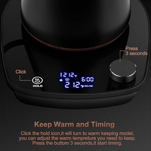 Gooseneck Electric Kettle, Intelligent Temperature Control, Stainless Steel Inner, Quick Heating, for Pour Over Coffee, Brew Tea, Boil Hot Water, 1000W 0.9L Black - color: Black