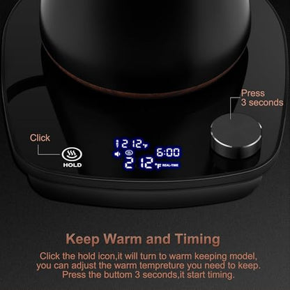 Gooseneck Electric Kettle, Intelligent Temperature Control, Stainless Steel Inner, Quick Heating, for Pour Over Coffee, Brew Tea, Boil Hot Water, 1000W 0.9L Black - color: Black