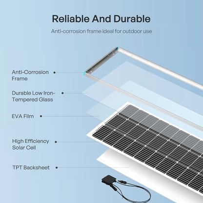 Renogy 200 Watt 12V Complete Solar Panel Starter Kit: 2pcs 100W Solar Panel + 30A Charge Controller + 100Ah Lithium Battery + 600W Premium Solar Inverter for RV Off Grid with Battery and Inverter - size: 200W Complete Kit