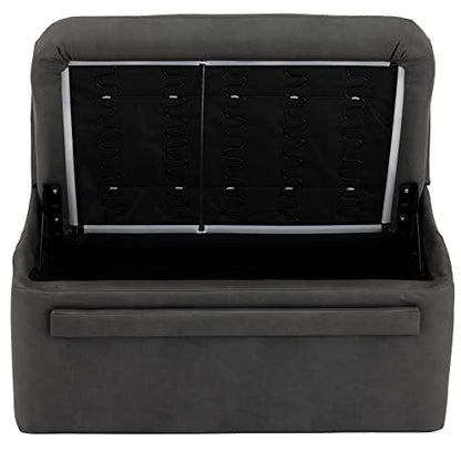 RecPro Charles 44" RV Dinette Booth with Storage | Converts to Bed with Memory Foam (Gunmetal, 1) - color: Gunmetal