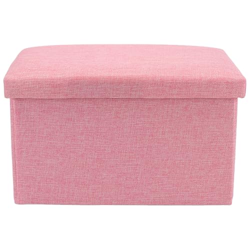 HOZEON 3 Pack 15.7 x 9.8 x 9.10 Inches Folding Storage Ottoman, Pink Rectangle Footrest Seat, Multifunctional Foot Stool for Living Room, Office, Traveling, Fishing, Camping - color: Pink