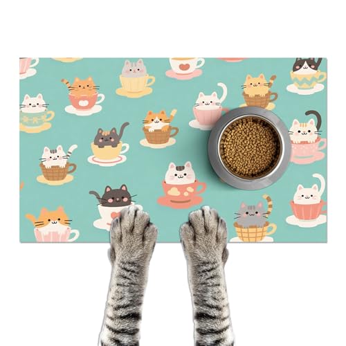 HOMETITUTE Pet Food Mat Non-Slip Mat for Cat and Dog Food and Water Indoor 20x12 Inch Floral Print Pets Bowl Placemat Pet Feeding Station Colorful Meal Mat for Small Pets Kitchen Floor Use - color: colorful7