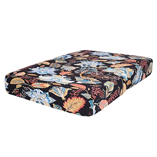 hyha Printed Couch Cushion Covers, Floral Sofa Covers Washable for 2 Cushion Couch, Stretch Pattern Outdoor Cushion Covers for Patio Furniture with Elastic Bottom(Medium, Floral) - color: Black & Orange, size: Seat Cover Medium