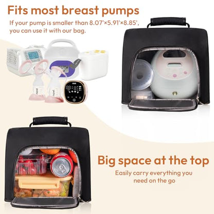 NCVI Breast Pump Bag, Double Layer Removable Pump Bag for Spectra S1, S2, Medela, Breast Pump Backpack with Ice Pack, Insulated Breast Milk Cooler Bag for Working Nursing Moms, Black - color: Black