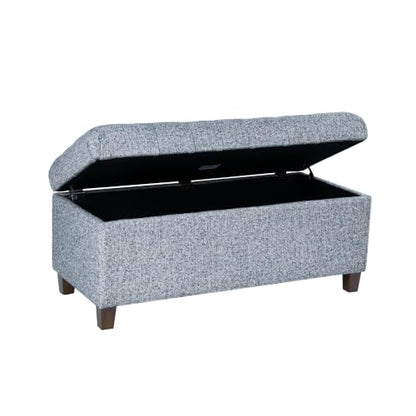 HomePop Ainsley 40" Storage Ottoman Bench - Blue Gray Woven Fabric - color: Blue Gray Woven Fabric