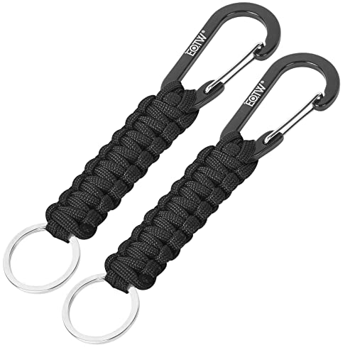 EOTW Paracord Keychain for Men Women Paracord Carabiner Backpack Keychain with Aluminum Clip for Camping Hiking Outdoor Gear - color: 2 Black