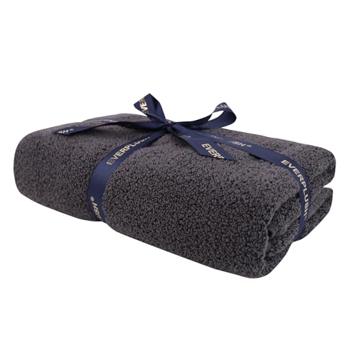 Everplush Diamond Collection Extra Large Bath Sheet Towel – 1 PK, Super Soft & Highly Absorbent, Quick-Drying & Oversized. Perfect for Bathroom, Pool, Swimming Use (Charcoal, 35" x 66" 1PK) - color: Charcoal, size: (Pack of 1) Bath Sheets (35 x 66 in)