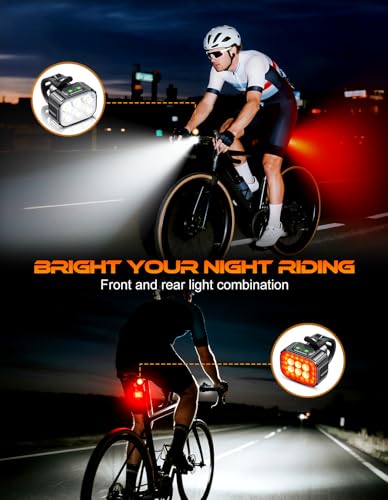 Cuvccn Bike Lights Super Bright, Rechargeable Bicycle Lights Set Multiple Modes, Waterproof Bike Lights for Night Riding/Cycling Safety, Front and Back Bike Reflectors Light, Long Battery Life - style: 6 Led*1