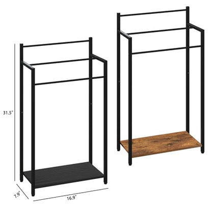 Freestanding Towel Rack, 3 Tier Blanket Ladder Stand with Black Wooden Shelf for Bathroom Living Room (31.5" H x 16.9" W x7.9 D) - color: Black, size: 31.5"H x 16.9"W x7.9"D