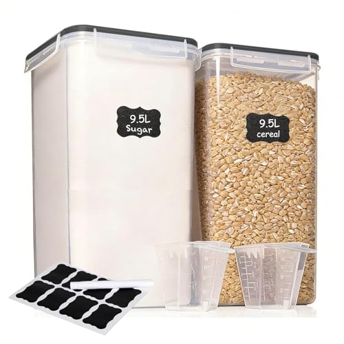 ALSO GO 2 PC (9.5L | 321 Oz) Extra Large Airtight Food Storage Containers with Lids,Kitchen and Pantry Organization Plastic Containers for Flour,Rice,Cereal,Pasta,Sugar,dog food (Leakproof, BPA-Free)