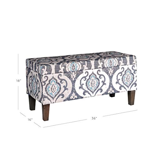 HomePop 36" Storage Ottoman Bench with Hinged Lid - Slate Damask - color: Slate Damask