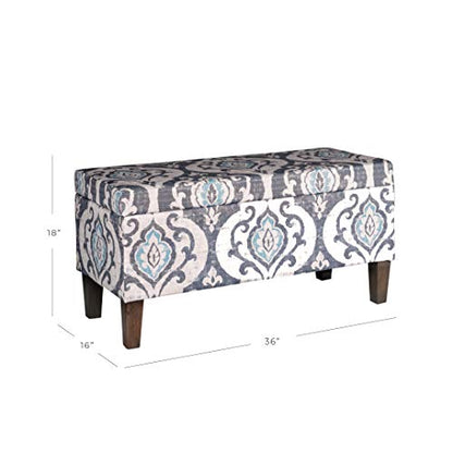 HomePop 36" Storage Ottoman Bench with Hinged Lid - Slate Damask - color: Slate Damask