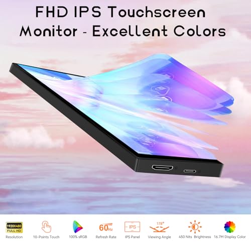 AISHICHEN Mini Monitor for PC, Upgraded 8.8 Inch Small Touchscreen Monitor 1920x480 Stretched Bar Monitor, Sensor Panel Temperature LCD Display, IPS USB Mini Screen for RPi, AIDA64 ARGB Computer Case - size: 8.81