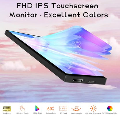 AISHICHEN Mini Monitor for PC, Upgraded 8.8 Inch Small Touchscreen Monitor 1920x480 Stretched Bar Monitor, Sensor Panel Temperature LCD Display, IPS USB Mini Screen for RPi, AIDA64 ARGB Computer Case - size: 8.81