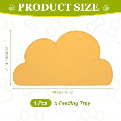 Silicone Pet Feeding Mat, Waterproof Dog Cat Food Bowl Placemat Tray Anti-Slip with Raised Edge Foldable Heat-Resistant (Orange, Cloud Shape), Intended for Cat Dog Water Bowl - color: Orange
