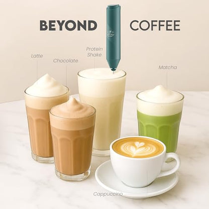 Zulay Kitchen Powerful Milk Frother Wand - Handheld Stainless Steel - Battery Operated Drink Mixer for Coffee, Lattes, Cappuccino, Matcha - Froth Mate Frother Gift - Dark Green - color: Dark Green, size: Classic Froth Mate