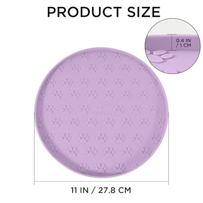 Comtim Waterproof Dog Food Mat - 2 Pack Silicone Pet Food Mat Dog Food Bowl Mats Cat Water Mats Eating Tray, Non-Slip Pet Placemat with Lip for Messy Drinkers to Protect Floor, Lavender 11"×11" - color: Lavender