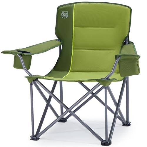 Timber Ridge Oversized Folding Camping Chair for Adults, Support 550 LBS Heavy Duty with Cup Holder Side Pocket for Camping, Lawn, Picnic, Green - color: Green, size: Single