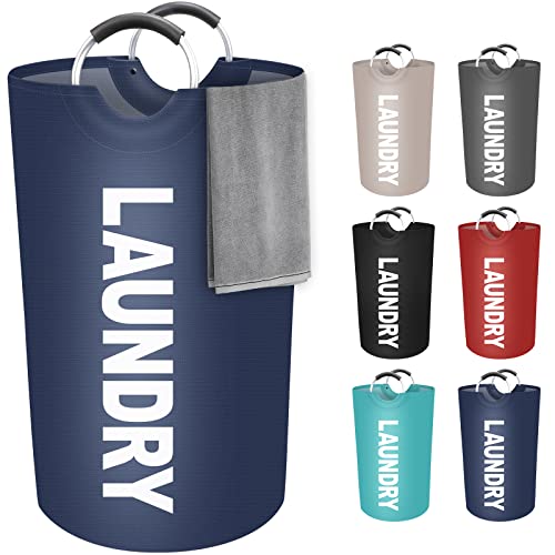 StorageRight 90L Large Laundry Basket, Laundry Hamper, Dirty Clothes Hamper for Laundry, Collapsible, Waterproof Laundry Baskets with Foam Protected Aluminum Handles for Laundry, Dorm, Family (Blue) - color: Blue, size: 90L