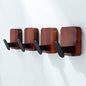 DELITON Acacia Wooden Towel Hooks Red Brown, 4 Pack Sticky Hooks for Hanging Towels, Coat, Hat, Robe, Heavy Duty, No Damage - color: Brown