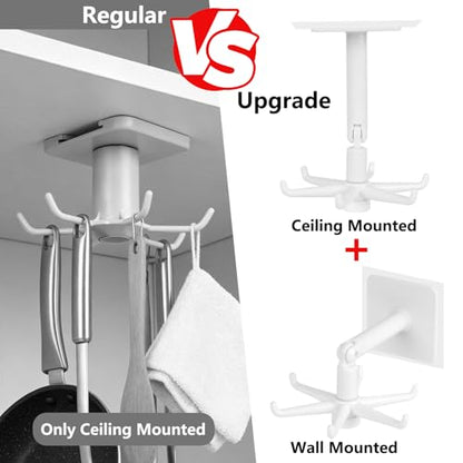 Multi-Purpose Under Cabinet Kitchen Utensil Hook, 360° Rotating Utensils Hanger Hook for Kitchen and Bathroom Hanging Rack for Tools/Towel/Knife/Scoop(White) - color: Upgrade White-1 PCS