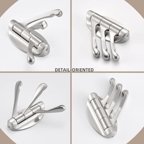 Angle Simple Bathroom Towel Hook, Metal Foldable Swivel Hook, Robe Coat Hanger for Wall, Brushed Nickel - color: Brushed Nickel, size: 1 Pack
