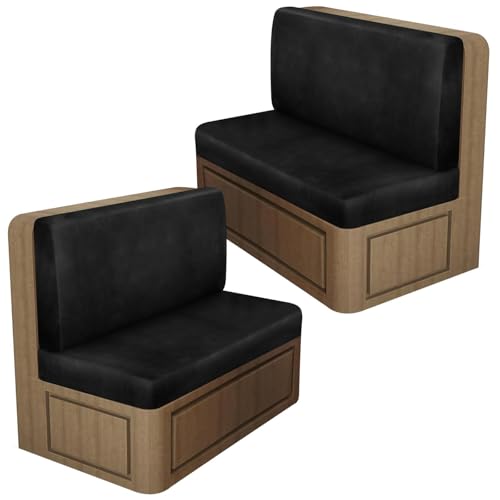 Leather Look RV Dinette Cushion Covers, Stretch Camper Cushion Slipcovers for Travel Trailer Couch RV Booth Seat, Replacement Camper Sofa Chair Protector (2 Backrest Cover & 2 Bench Cover,Black) - color: Onyx Black, size: 2 Sets