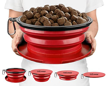Tuff Pupper SuperBigSlurp Collapsible Dog Bowls, Extra Large Capacity, Portable, Food Safe, Odorless, Non-Toxic Silicone - color: Crimson Red