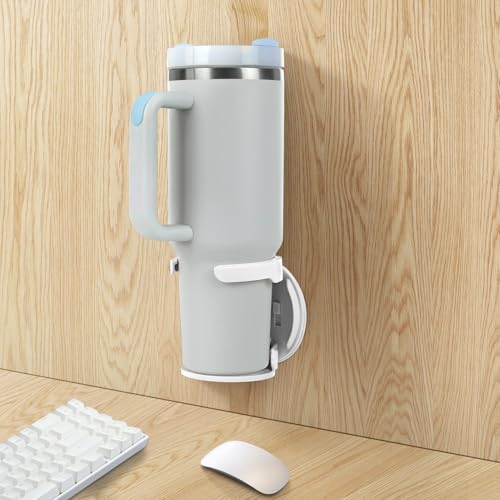Water Bottle Holder Compatible with Stanley, Hydroflask, Sinple Midern, Stable and Durablee Wall Cup Holder, Space Saving Water Bottle Organizer Storage for Drinks and Coffee (White, 1) - color: White, size: 1