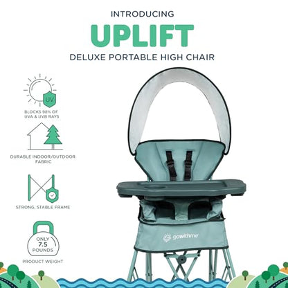 Baby Delight Go with Me Uplift Deluxe Portable High Chair | Travel High Chair | Sun Canopy | Indoor and Outdoor | Green Garden - color: Green Garden