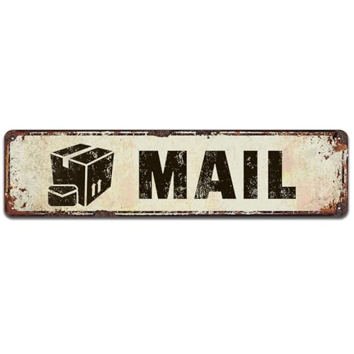 Mail Metal Sign, Great Home and Post Office Decor, Mail Delivery Sign and Mail Collection Box Decoration, Classic Gift for Mail Man, 4x16 Durable Vintage Tin Signs - color: V-146