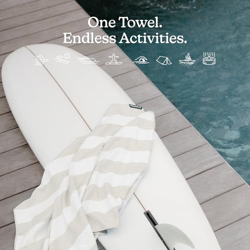 Nomadix Original Towel - Perfect for Beach, Pool, Travel, Camping, Yoga - Made with Recycled Materials - Super Absorbent - Sand Resistant - Cabana Stripe Beige - 72.5x30 - color: Cabana Stripe Beige