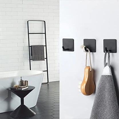 NearMoon Adhesive Hooks- Heavy Duty Bath Wall Hooks Waterproof Stainless Steel Towel Hangers Stick on Wall Clothes Holders for Bathroom Kitchen Home, 5 Pack (Matte Black) - color: Matte Black