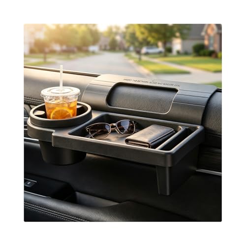 Car Window Multifunctional Storage Organizer, Vehicle Door Side Hanging Storage Rack with Cup Holder, Auto Window Mount Organizer for Cell Phone Earphone Key Water Cup (Large) - color: Large, 1PCS
