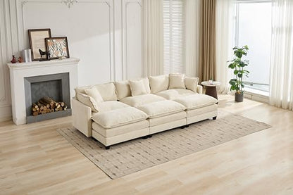 SoarFlash Chenille Sectional Sofa Ottoman,Beige - color: Beige, size: 1 Ottoman