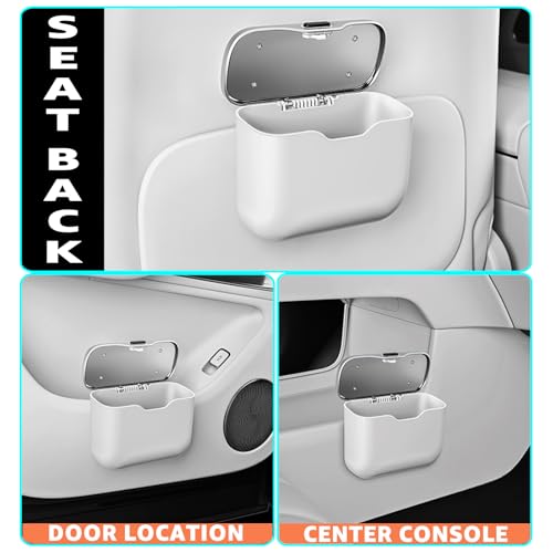 HOLDCY Car Trash Can, Waterproof Multi‑Functional Auto Trash Bin for Door/Console/Seat Back, Universal Vehicle Garbage Can for Car/Truck/SUV Drivers (White) - color: White