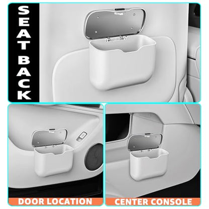 HOLDCY Car Trash Can, Waterproof Multi‑Functional Auto Trash Bin for Door/Console/Seat Back, Universal Vehicle Garbage Can for Car/Truck/SUV Drivers (White) - color: White