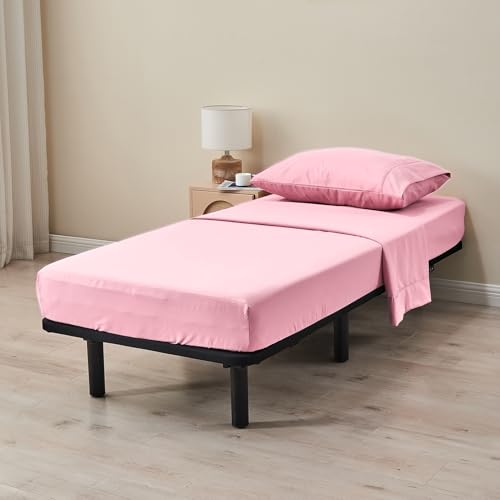 Kingnex 30x75x9 RV Bunk Sheets Set for Narrow Twin Bed Soft Brushed 1800 Microfiber 3 Piece Bedding Set Includes 1 Cot Size Fitted Sheet 1 Flat Sheet 1 Pillowcase Cot Pink - color: Pink, size: Cot 30x75 RV Bunk Set