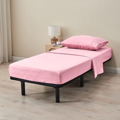 Kingnex 30x75x9 RV Bunk Sheets Set for Narrow Twin Bed Soft Brushed 1800 Microfiber 3 Piece Bedding Set Includes 1 Cot Size Fitted Sheet 1 Flat Sheet 1 Pillowcase Cot Pink - color: Pink, size: Cot 30x75 RV Bunk Set