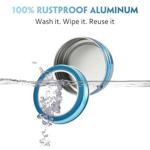 2 oz (60ml) Aqua Blue Aluminum Tins with Clear Lids and Labels, 24 Pack | Clear View Lid, Secure Packaging, Tight Screw Lids, Includes Blank Labels, 11 Color Options - color: Aqua Blue