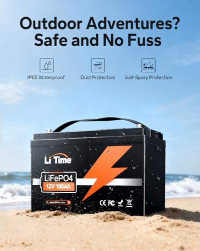 LiTime 12V 100Ah RV Lithium Battery, Group 31 Rechargeable LiFePO4 Battery with Up to 15000 Deep Cycles, 1.28kWh and Higher Energy Density, Perfect for Van, Trolling Motors, Boat, Marine. (1 Pack) - size: 100Ah (Group 31)