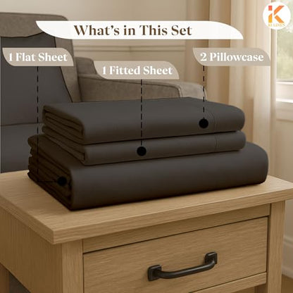 Soft & Luxurious Queen Sleeper Sofa Bed Sheet Set - Premium Quality 100% Cotton Sheets, 4-Piece Solid Bedding Sets, Fits RV & Sofabed Mattresses up to 8" Deep, Dark Grey - color: 02-dark Grey, size: Queen 8" Deep