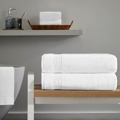 Ozdilek 2-Piece Bath Towels, 27x54 100% Turkish Cotton, Luxury Quick Dry, Extra Large, Fade-Resistant, Eco-Friendly, Spa Towel, Comfortable (White) - color: White