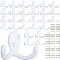 IBosins 28 Pack Heavy Duty Double Prong Coat Hooks Wall Mounted with 56 Screws Retro Double Hooks Utility Hooks for Hanging Coat, Scarf, Bag, Towel, Key, Cap, Cup, Hat - color: 28 Pcs White