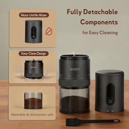 Portable Electric Burr Coffee Grinder -38 External Grind Settings - 1.7X Faster Grinding-Conical Ceramic Burrs&2000mAh Battery-Espresso Grinder for Travel, Camping, Home,Office